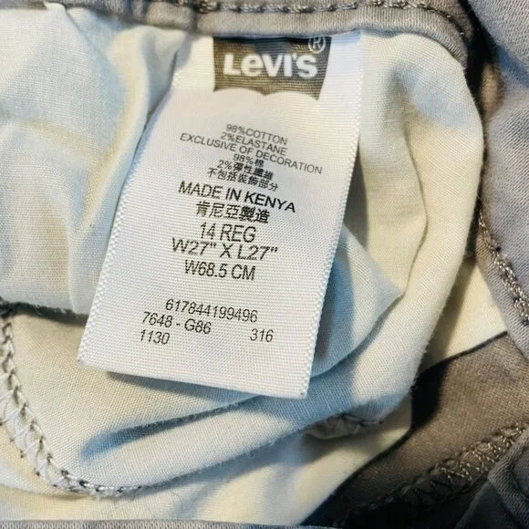 Levi's Boys Slim Fit Gray Jeans 14 Reg W27 L27 Comfort Stretch - Picture 3 of 12